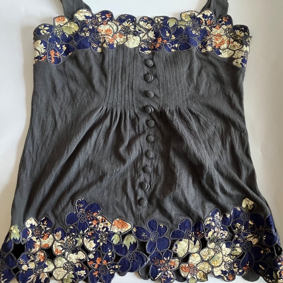 Anthropologie Little Yellow Button Tank Top - Picture 3 of 6